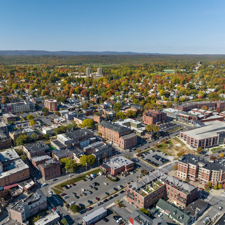 Early afternoon autumn aerial photo view of in Saratoga Springs New York Early afternoon autumn aerial photo view of in Saratoga Springs New York